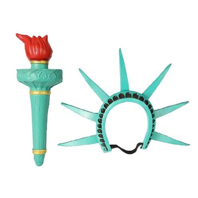 Diadema Cabeza de la Estatua de la Libertad Set de Antorcha y Corona de la Libertad Accesorios de Disfraz de la Libertad para Halloween Cosplay