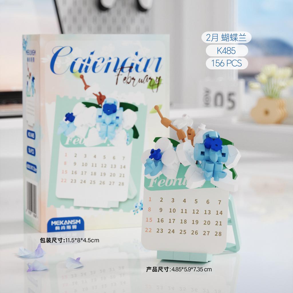 Kreativer Kalender Blumen Bausteine Mikrosteine Lernspielzeug Für Kinder Geschenke Schreibtisch Dekoration