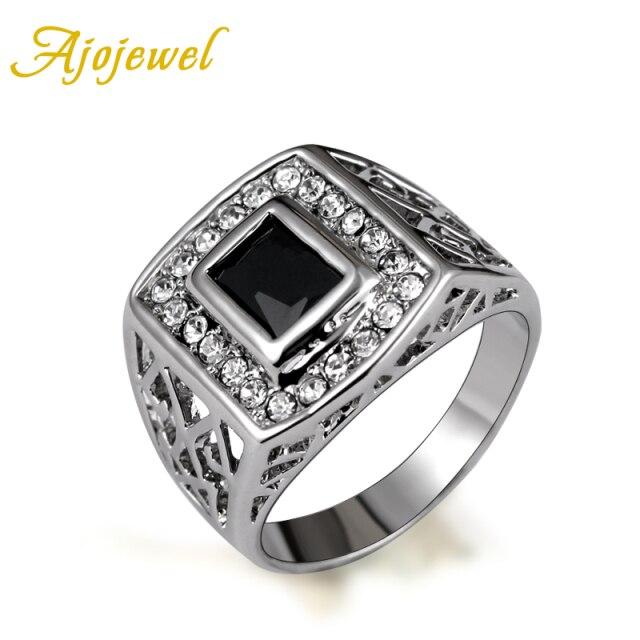 Ajojewel Size 7 12 Classic Gold Color Color Rhinestone Men Rings Black Enamel Male Finger Rings Best SellingClassic Finger Ring