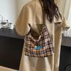 Large Capacity Backpack Women's Commuter Bag Plaid Tote Bag Cartoon Dog Shoulder Bag