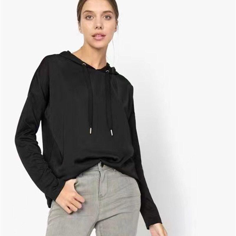 

Экспортный Европейский и Американский Кардиган Офисный Тонкий на Весну/Лето Вискоза Лен Пуловер С Капюшоном Свободный Большого Размера Солнцезащитная Рубашка Тонкое Пальто Black XS