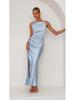 2025 Spring/Summer Women's Backless Slit Midi Dress with Spaghetti Straps