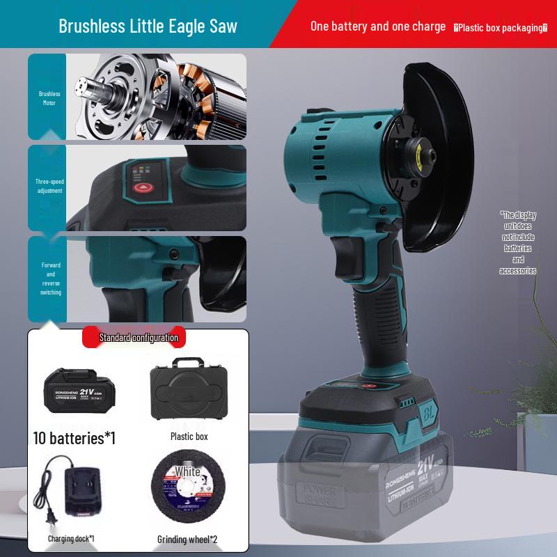 4-Inch Brushless Angle Grinder & Little Eagle Lithium Battery Saw - Handheld Polishing, Cutting, Grinding, Grout Remover Tool.