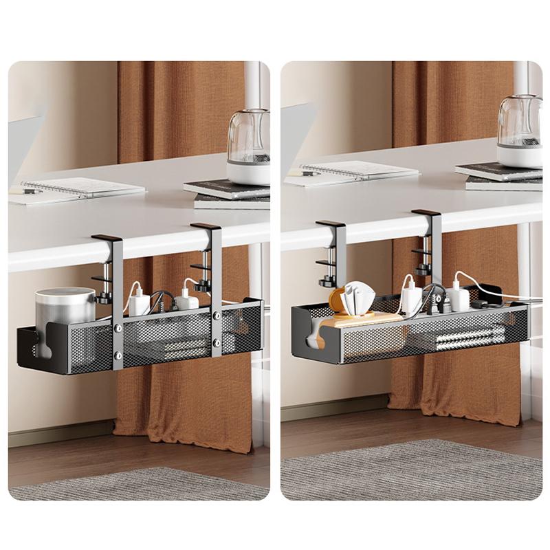1pc Under Desk Cable Organizer Punch Free Power Strip Storage Rack Large-capacity Wire Tissue Paper Holder Cable Management Rack