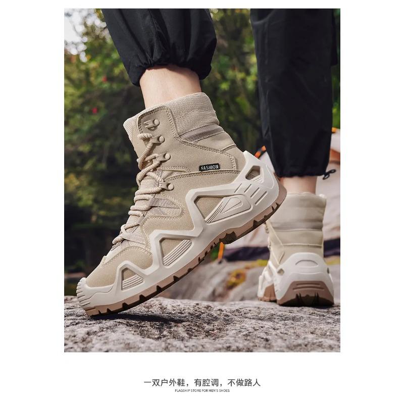 Men Tactical Boots Waterproof Combat Training Shoes with Straps Outdoor Hiking Breathable Multifunctional Winter Footwear