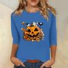 Women's Fashion Casual Three-quarter Sleeve Halloween Printed Round Neck Top