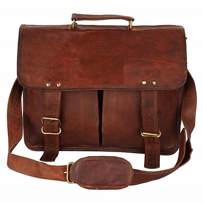 Vintage Men's Leather Laptop Shoulder Professional Office Bag Satchel Messenger