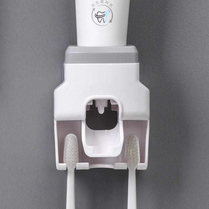 Automatic Toothpaste Dispenser and Small Toothbrush Holder Wall Mount Toothpaste Squeezer for Family Shower Bathroom