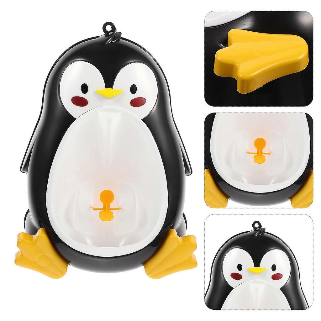 Penguin Shaped Toddler Urinal for Boys with Powerful Suction Cups Easy To Clean ABS Material Black