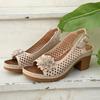 Große Blumen-High-Heel-Flip-Flops für Damen, Sommer-Neuer Stil Europäische Mode Dicke Riemen-High-Heel-Flip-Flops für Damen