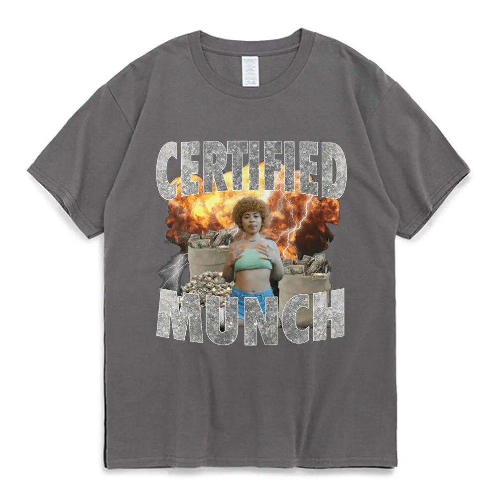 Ice Spice Certified Tričko Munch Funny Meme Tričko Hip Hop Retro Unisex Dámské Běžné Oversized Tričko s krátkým rukávem Streetwear