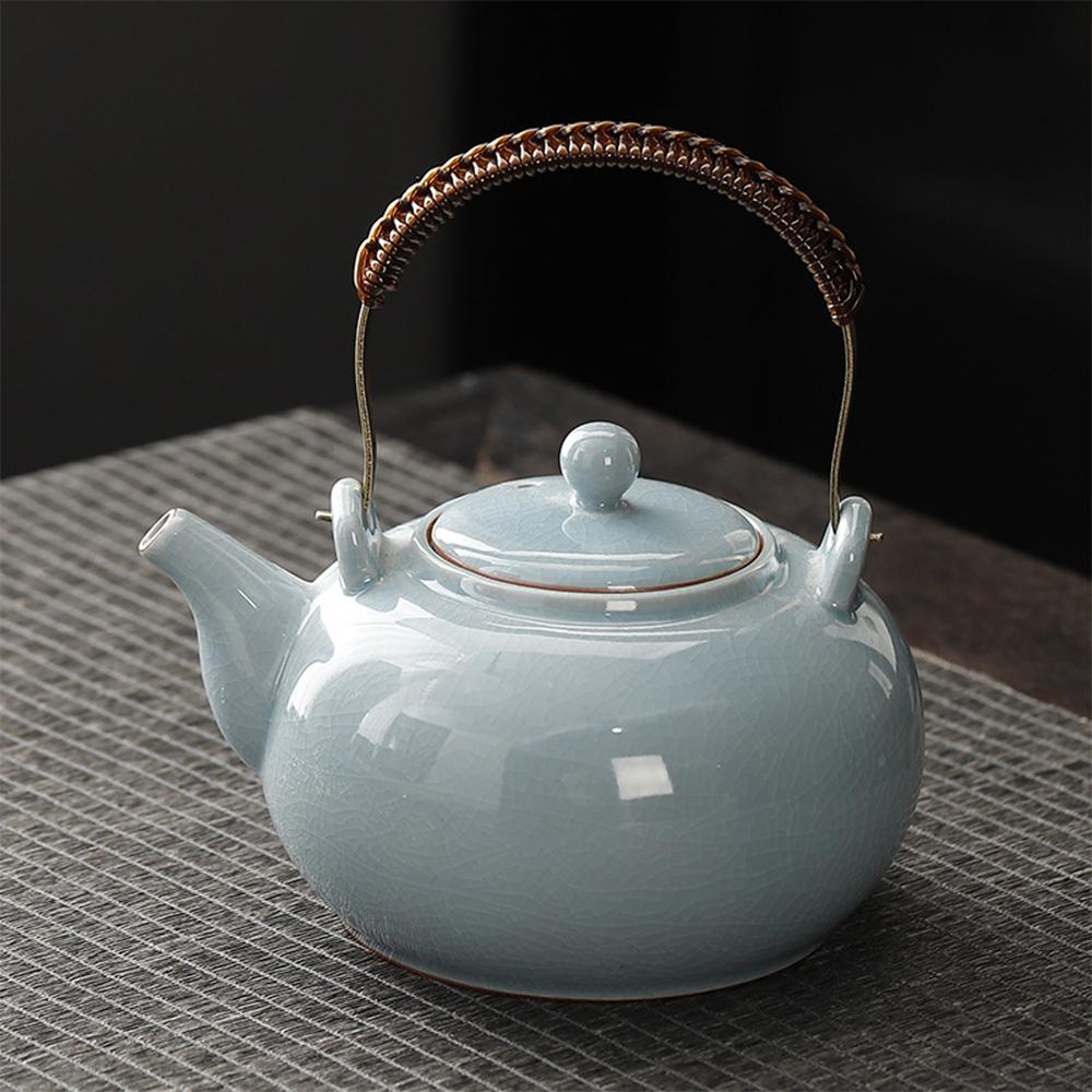 

Ge Kiln Ice-Cracked Tea Pot, Household Tea Maker With Strainer, Large Capacity Ceramic Teapot, Chinese Cultural Tea Set, 920Ml розовый зеленый