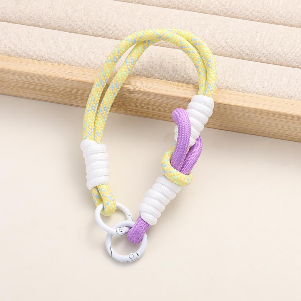 Color-blocked Double-buckle Knotted Hand-woven Short Mobile Phone Lanyard