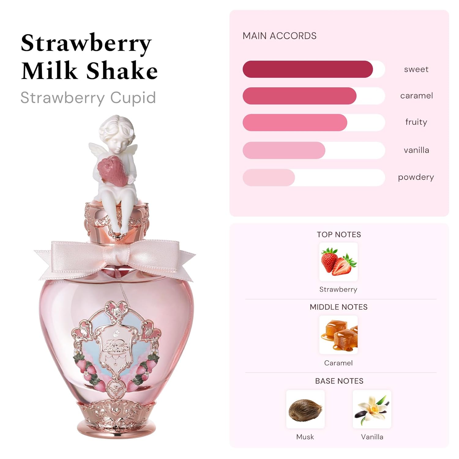 Flower Knows Strawberry Cupid Perfume,Strawberry Gourmand Fragrance Eau de Parfum Spray Perfume for Women Strawberry Milk shake