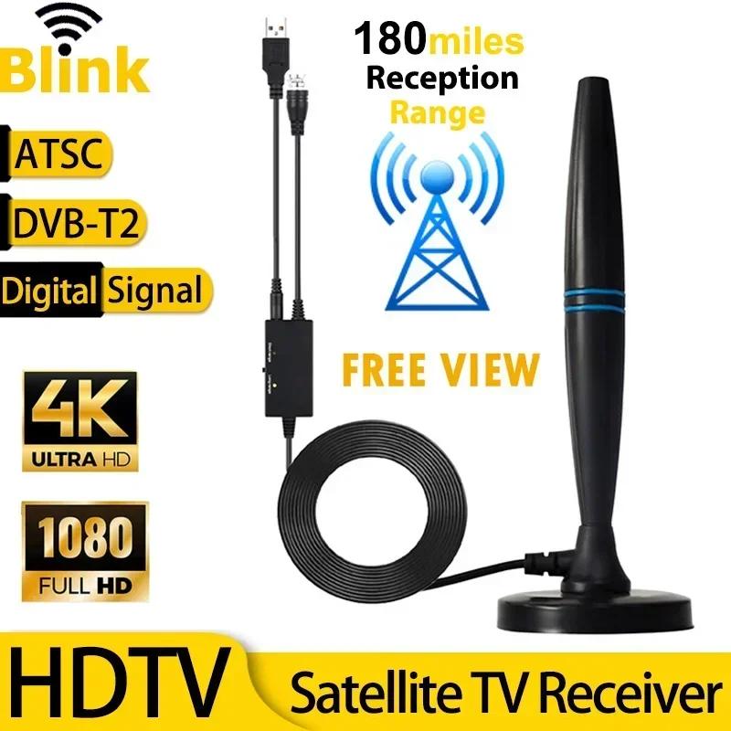Indoor TV Antenna with Amplifier - 4K 1080P Digital HD Signal Booster for DVBT2 ATSC