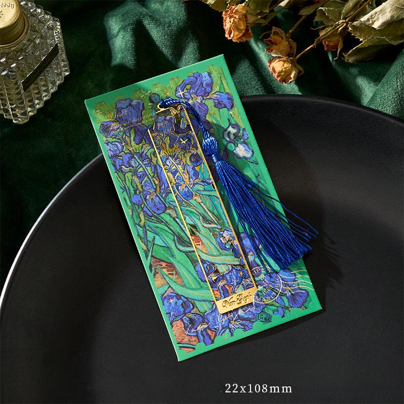 New Retro Floral Painting Hollow Metal Bookmark Bronzing Bookmark With Tassel Stationery Gifts For Book Club Reader
