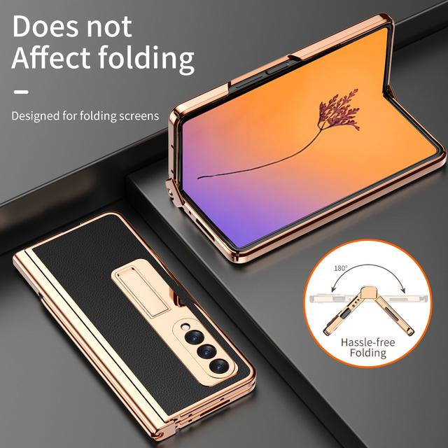 Protiskluzové matné kožené pouzdro na stojan pro Samsung Galaxy Z Fold 4 5g Fold4 Fold3 Fold 2 3 Fold2 Ochranná pouzdra z tvrzeného skla proti klepání