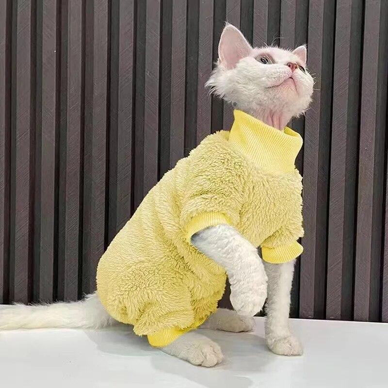 Pet Clothes Thickened Stomach Protection Four-legged Cat Clothes Autumn Winter Double-sided Fleece Pet Supplies Pet Accessories