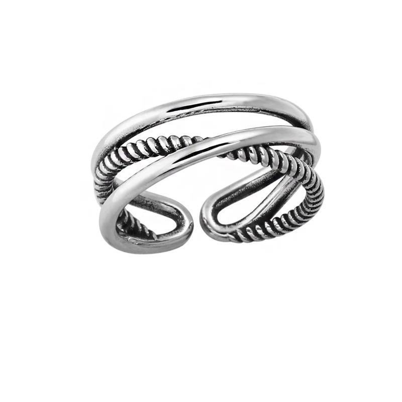 Vintage Heart Open Ring Women's Niche Personalized Creative Geometric Design New Fashion Party & Gift Hand Jewelry