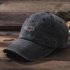 Vintage Letter Print Denim-Style Cotton Blend Baseball Cap Men Women Wide Brim Flat Top Hat