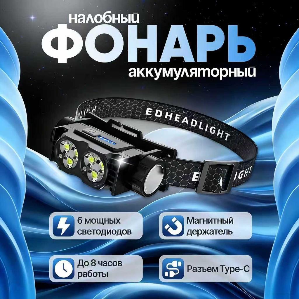Digital Display Rechargeable Headlamp - Precise Battery & Magnetic Tail, 6 LED Modes, Long Runtime for Running, Cycling, Caving, Emergency Work
