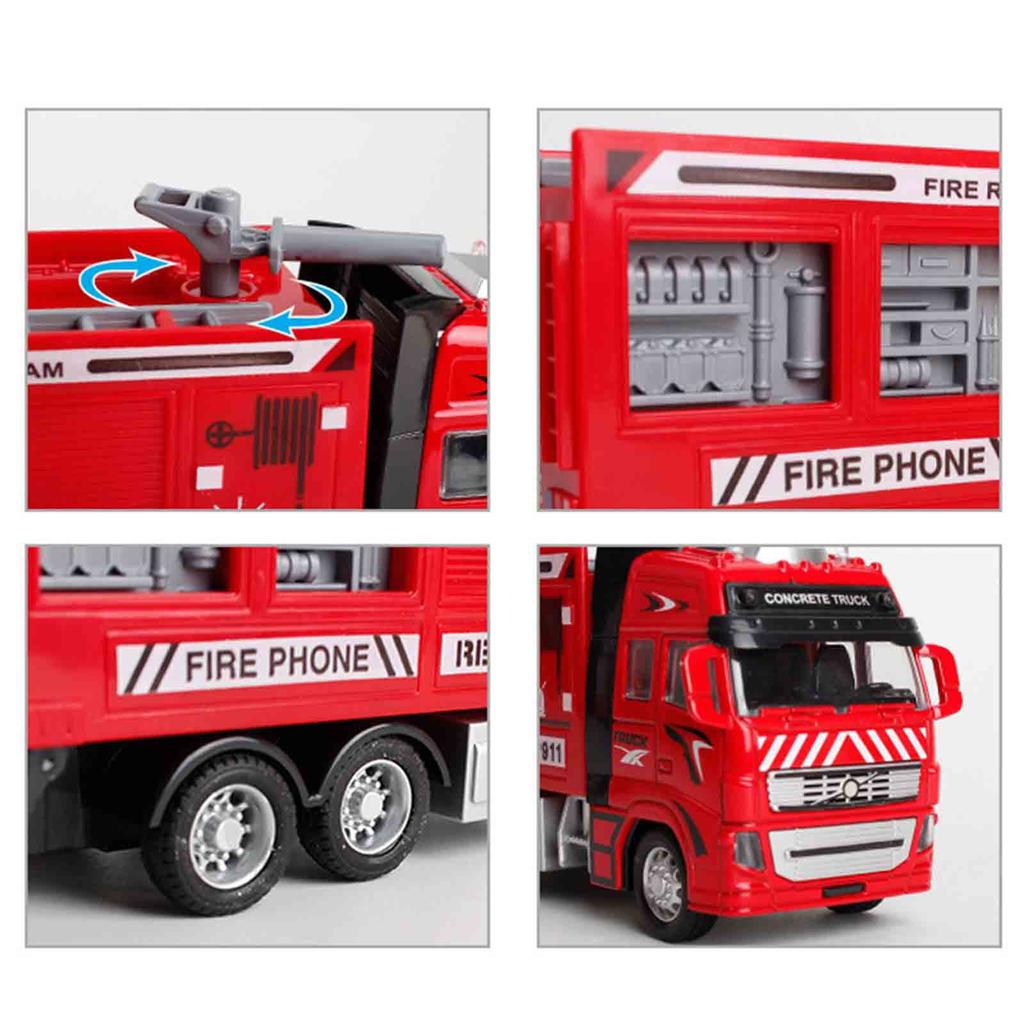 1/32 Alloy Water Tanker Model Simulation Fire Transport Vehicle Pull Back Car Inertia Toy Car Metal Children Toy Car