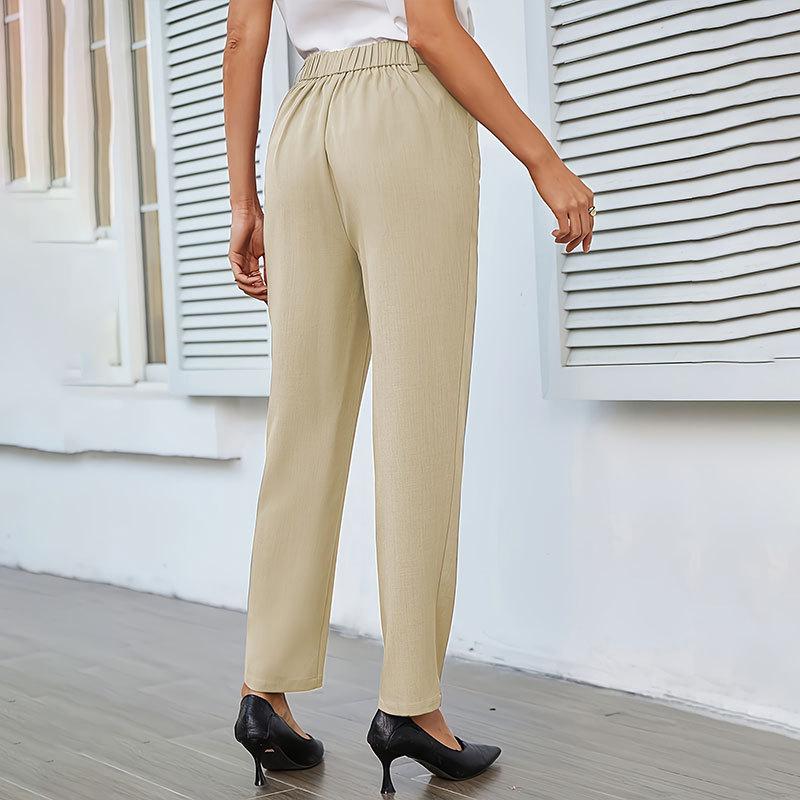 Ladies Summer Casual Stretch Solid Colour Suit Pants