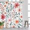 1pcs Romantic Pink Peach and Coral Floral Shower Curtain, Polyester Fabric, Machine Washable, Suitable for Bathroom Decoration