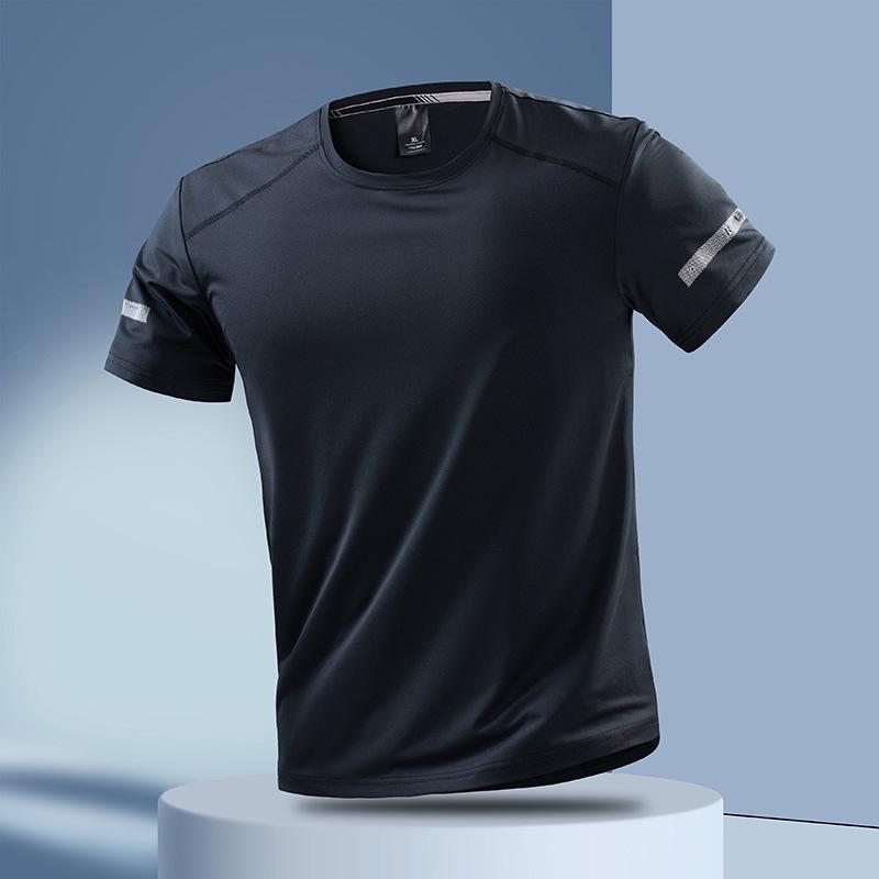 

Мужская летняя футболка из ледяного шелка, быстросохнущая, эластичная, для фитнеса - дышащая и свободного кроя для бега и спорта XXL