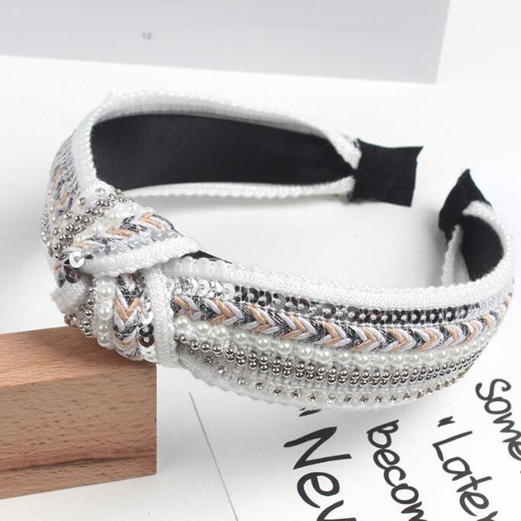 PROLY New Fashion Women Headband Center Knot Bohemia Hairband Adult Casual Shining Sequins Individuality Hair Accessories