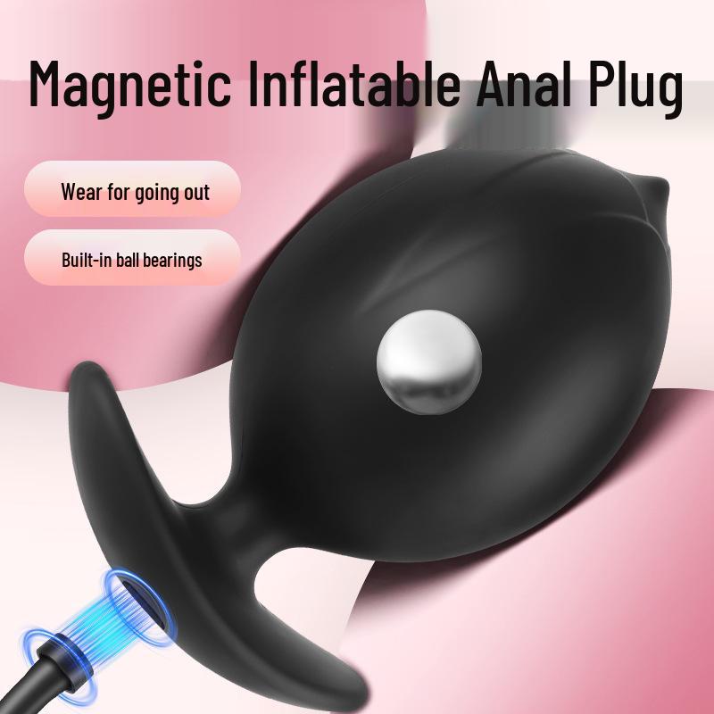 Magnetic Inflatable Butt Plug with Ball Bearings, Vibrating Anal Dilator for Men and Women - SM Erotic Product