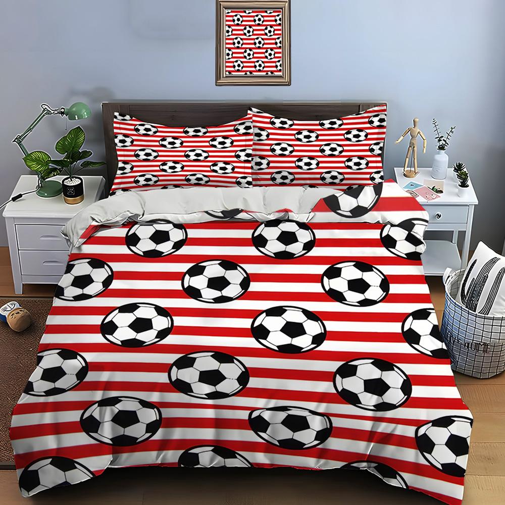 Football Print Bedding Set Sports Enthusiast Duvet Cover 1 Duvet Cover 2 Pillowcases Adult And Children Bedding Set Luxury Gifts