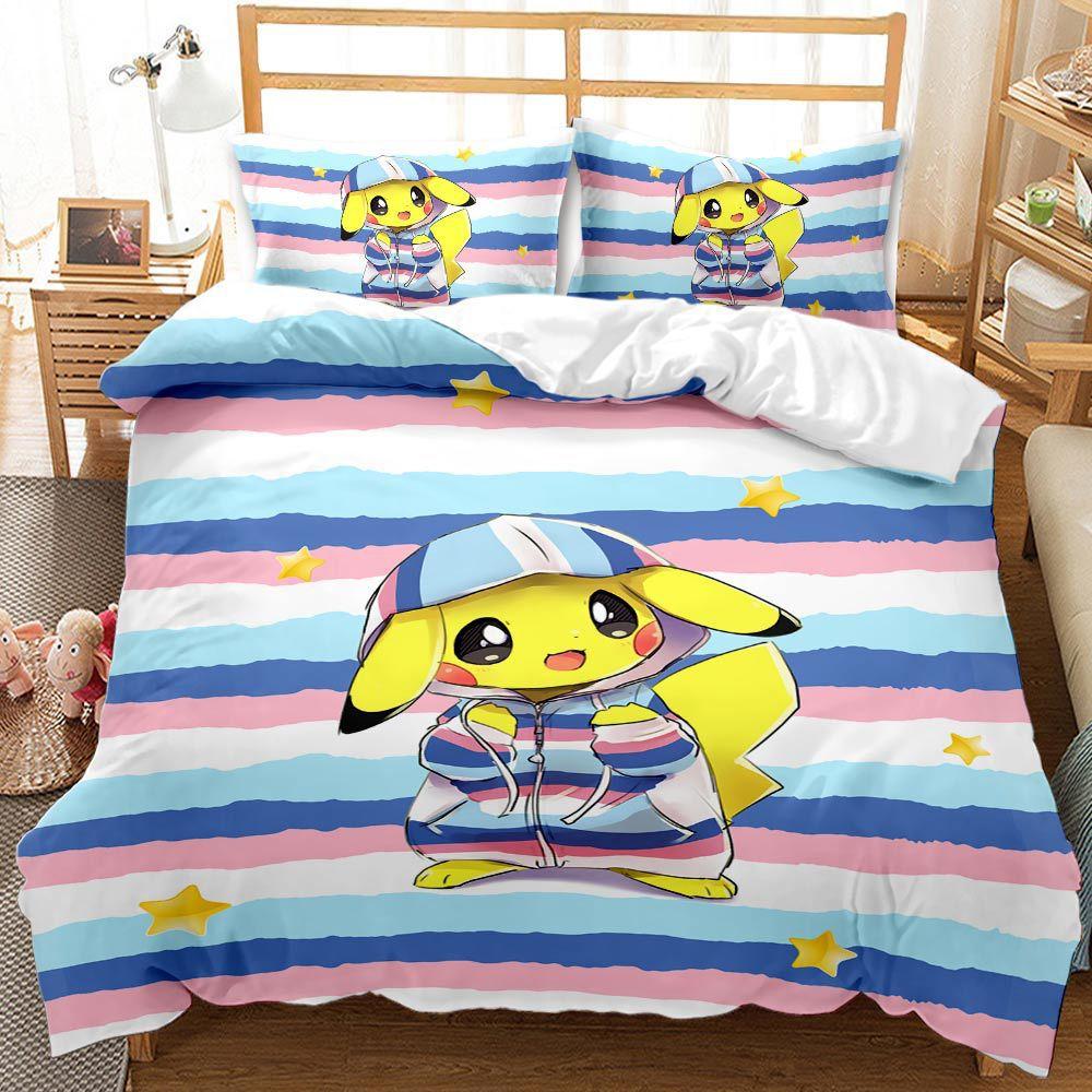 3D Digital Printing Quilt Cover, Pillowcase, Bedding, Cartoon Three-Piece Set, Home Textile Four-Piece Set