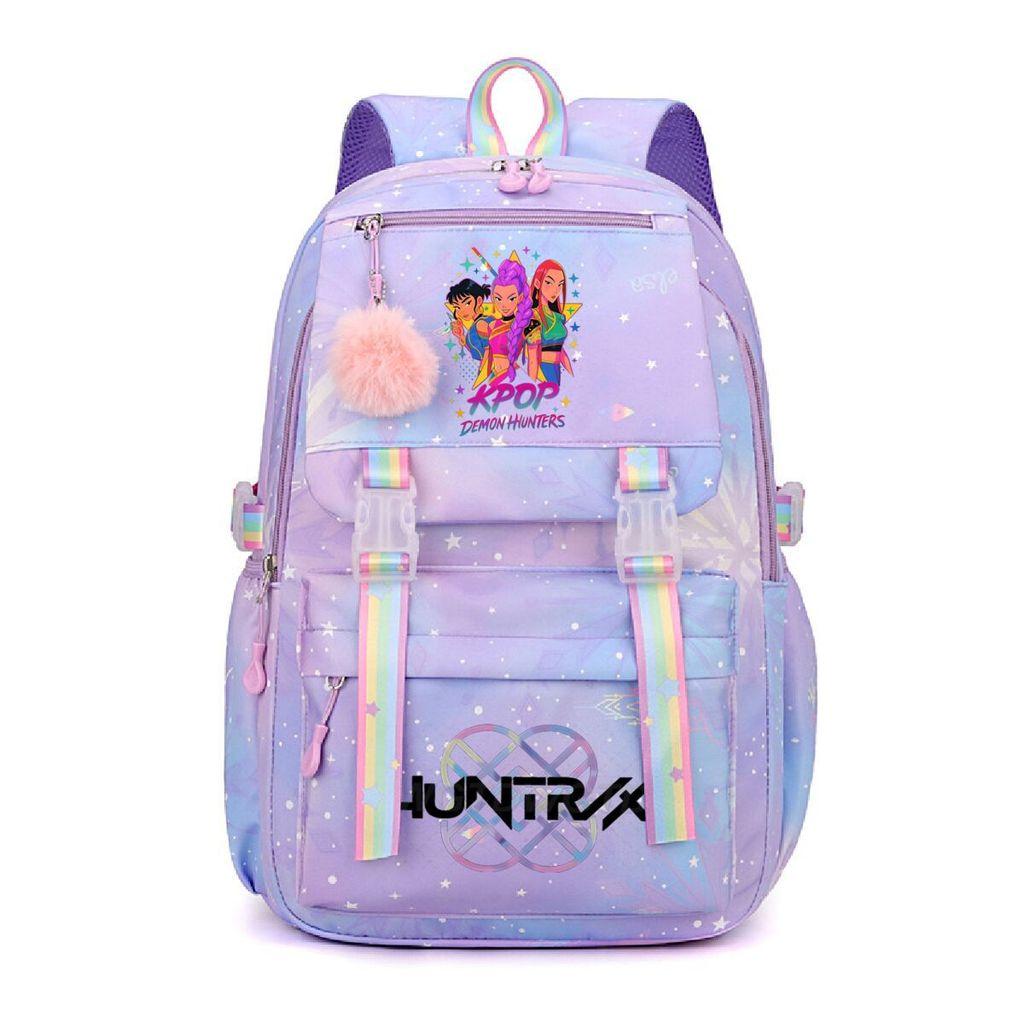 Girls Kpop Hunters Rumi Zoey Mira Printed Backpack Student School Travel Large Capacity Bag