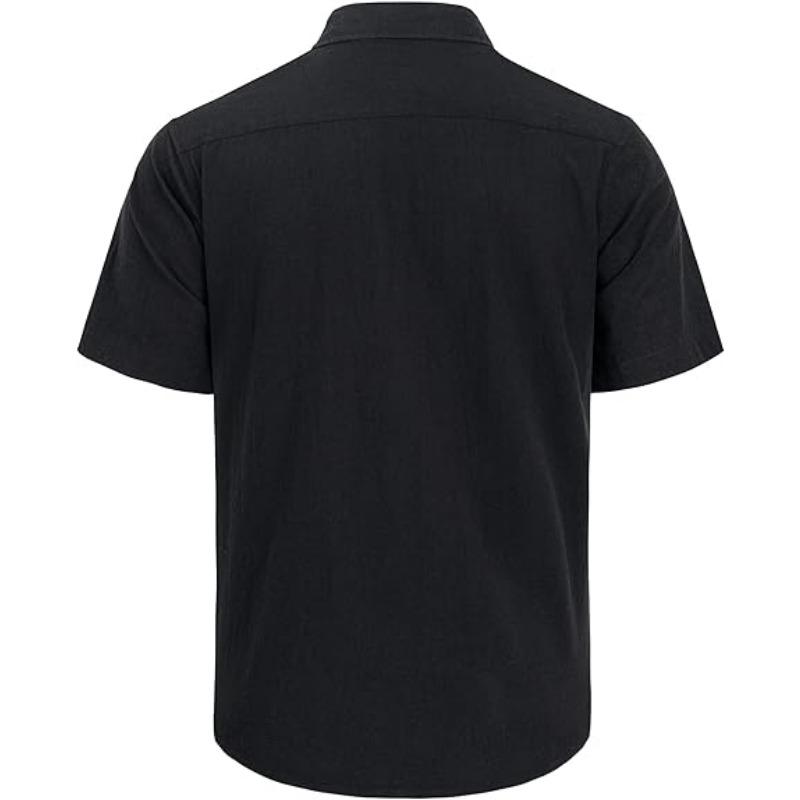 Polyester Fiber Men's Short Sleeved Shirt Casual Lightweight Button Up Shirt Beach Vacation Summer Top with Pocket