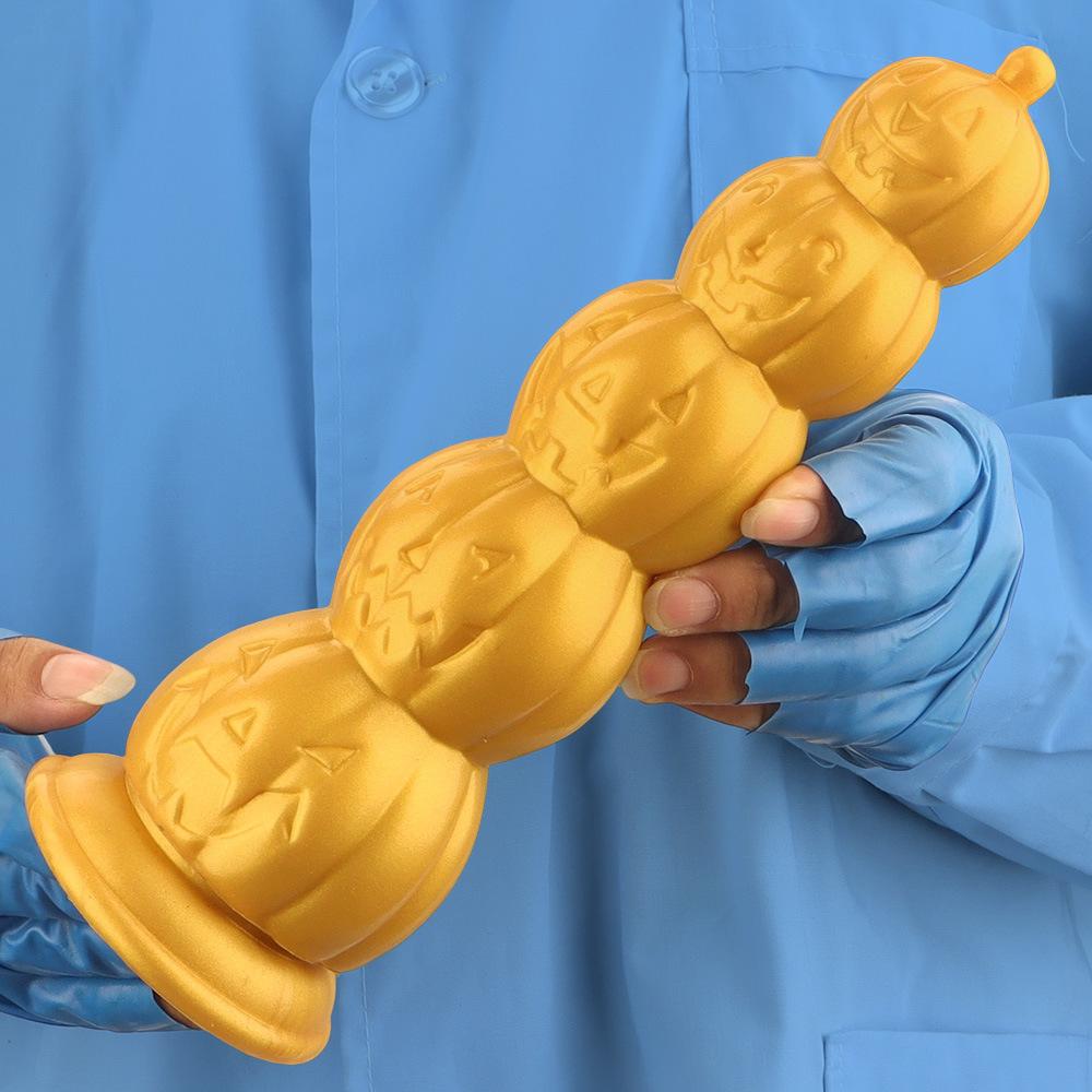 Huge Gold Silicone Anal Plug Threaded Dildo Realistic Big Dick Sex Toy for Men Fisting