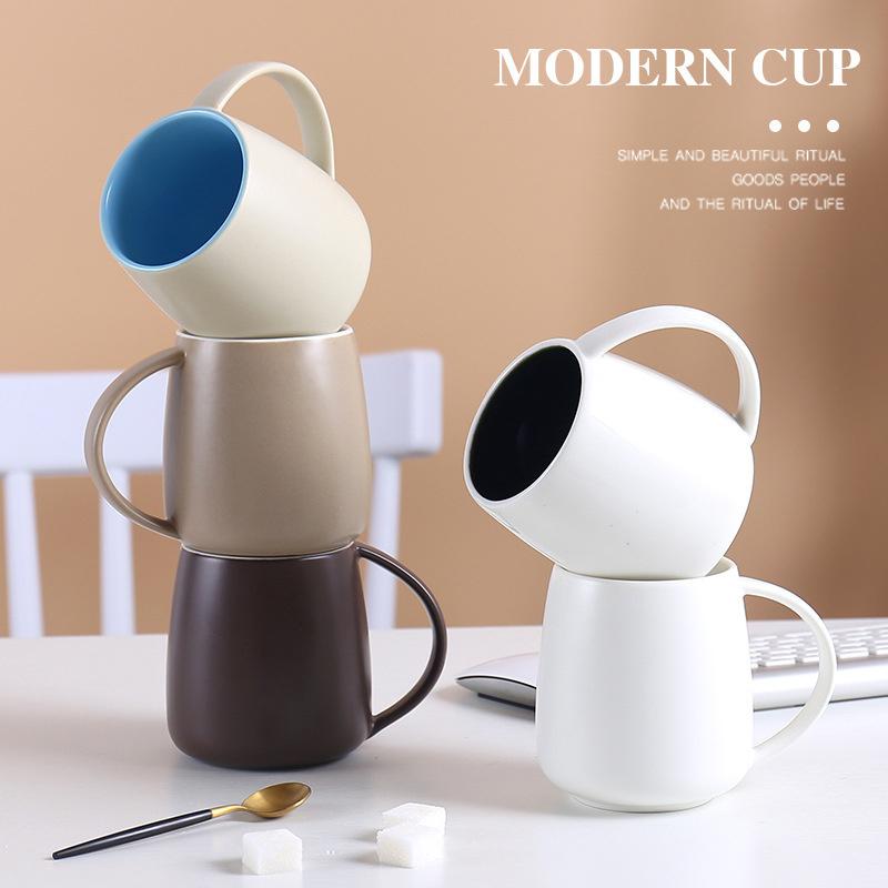Water Cup Ceramic Mug Creative Cup with Handle Office Simple Couple Water Cup Large Capacity Conference Cup