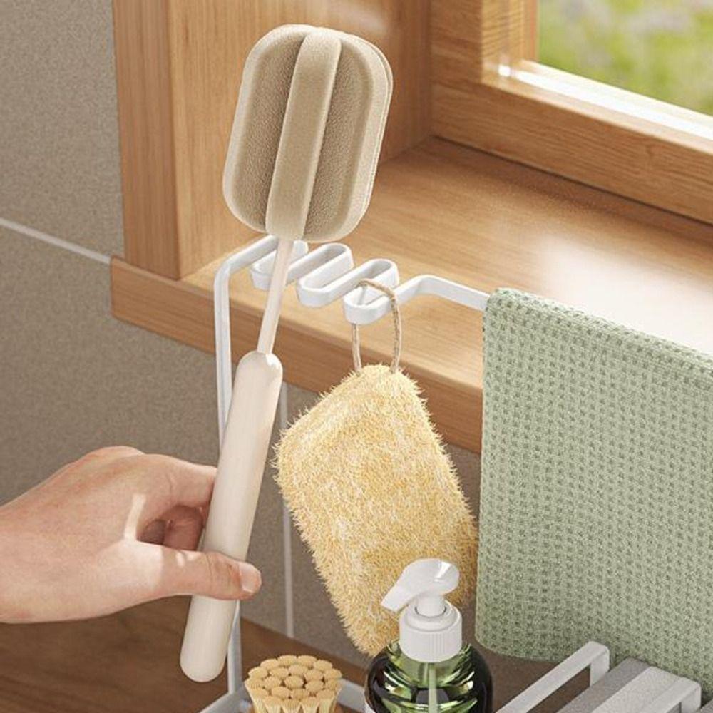 Carbon Steel Sink Sponge Rack Black/White Brush Rag Storage Shelf Soap Sponge Holder  Bathroom