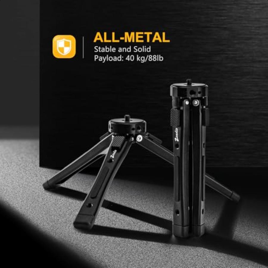 Zeadio Metal Camera Mini Tripod Maxium Load: 40kg 88lb Adjustable Heights Desktop Vlog Tripod Stand Fits for Smooth 4 Osmo Mobi