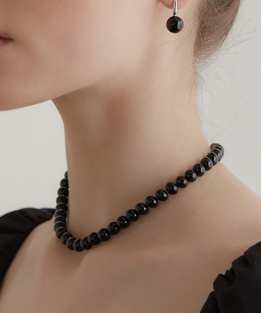 Tatiana (Silver 925) Onyx Candy Ball Necklace Nz2142