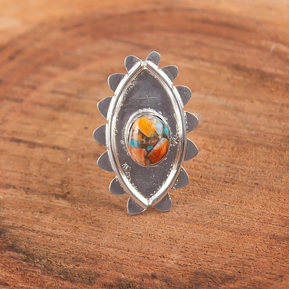 Natural Spiny Oyster Gemstone 925 Sterling Silver Jewelry Handmade Ring For Her RR-6-20