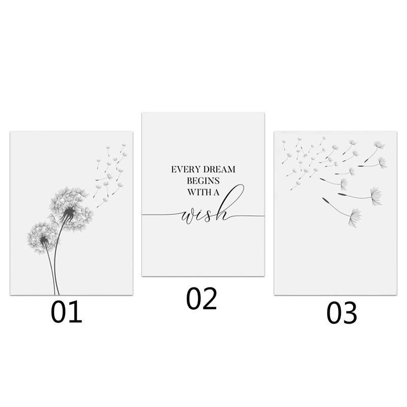 Dandelion Wall Art Canvas Painting Make Wish Dandelion Poster Prints Nordic Style Minimalist Living Room Bedroom Home Decor