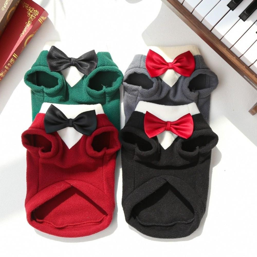 Large Dogs Bowtie Design Dog Tuxedo Blazer Vest Formal Style Dog Sweater Winter Warm Pet Dress Wedding Event