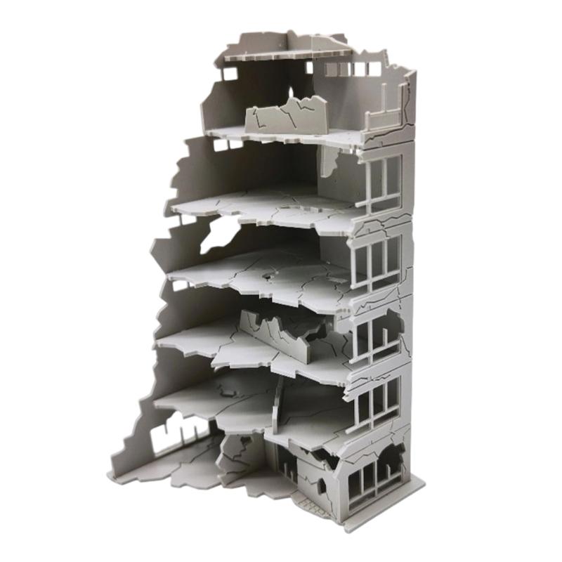 N Scale 1:144 Railway Scenery City Ruined Building Model Outland Model for DIY Sand Table Microlandscape Ornament