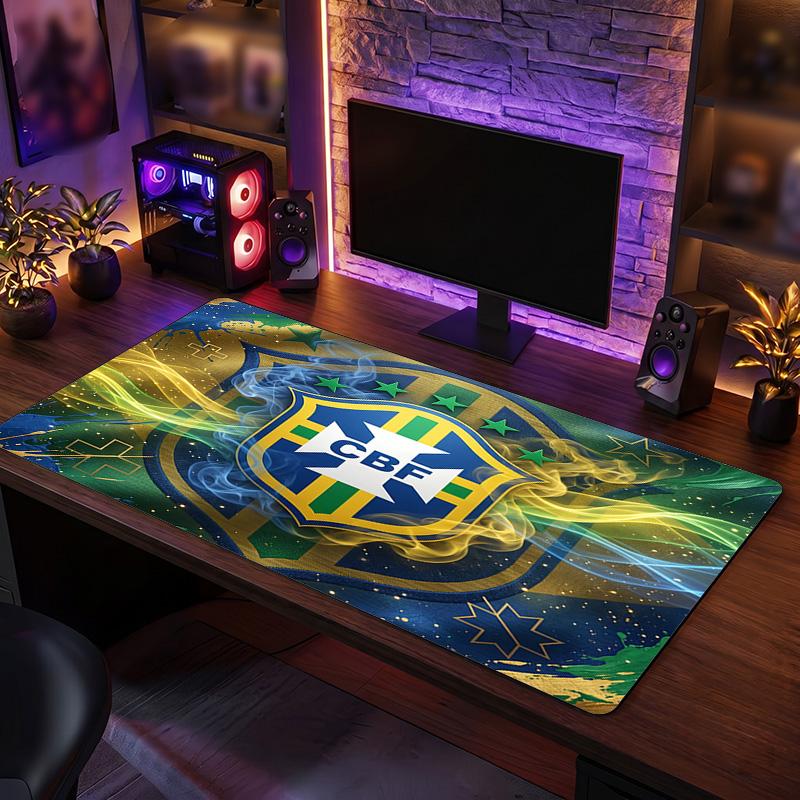 Podložka pod myš s logem brazilského fotbalu, prodloužená protiskluzová gumová podložka na stůl pro hraní her, kancelář, notebook, dárek pro fanouška