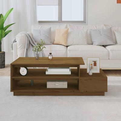 Vidaxl Coffee Table, Honey Brown, 120X50X40.5Cm, Solid Pine Wood