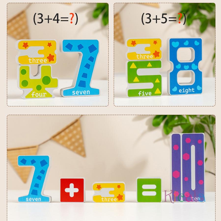 Pädagogische digitale Holzbausteine Kreative Puzzles Stapelspielzeug Farben Zahlen Erkennen Montessori Geschenk