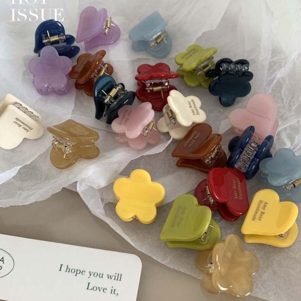 Acetic Acid Hairpin Flower Hair Clip Small Grab Clip Acetate Mini Hair Claw Heart Hair Clip  Female