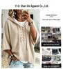 2026 Autumn/Winter Women's European & American Lace-up Hooded Sweater: Casual Loose Fit, Lazy Style Knitwear with Drop Shoulders