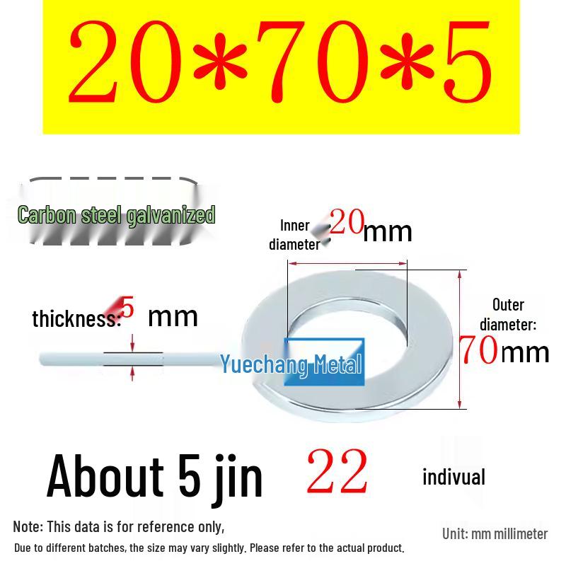 Galvanized Iron Flat and Square Washer Set - Thick, Enlarged, Extra Large, and Special Shapes